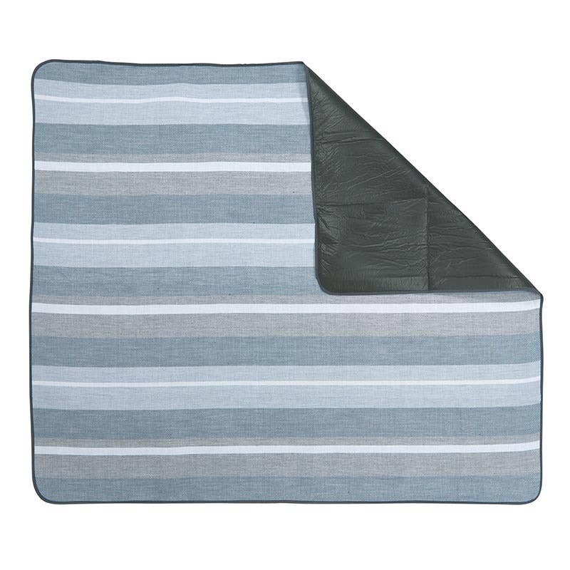 Face to Face Beach Bliss: Grey + White + Blue Beach Blanket