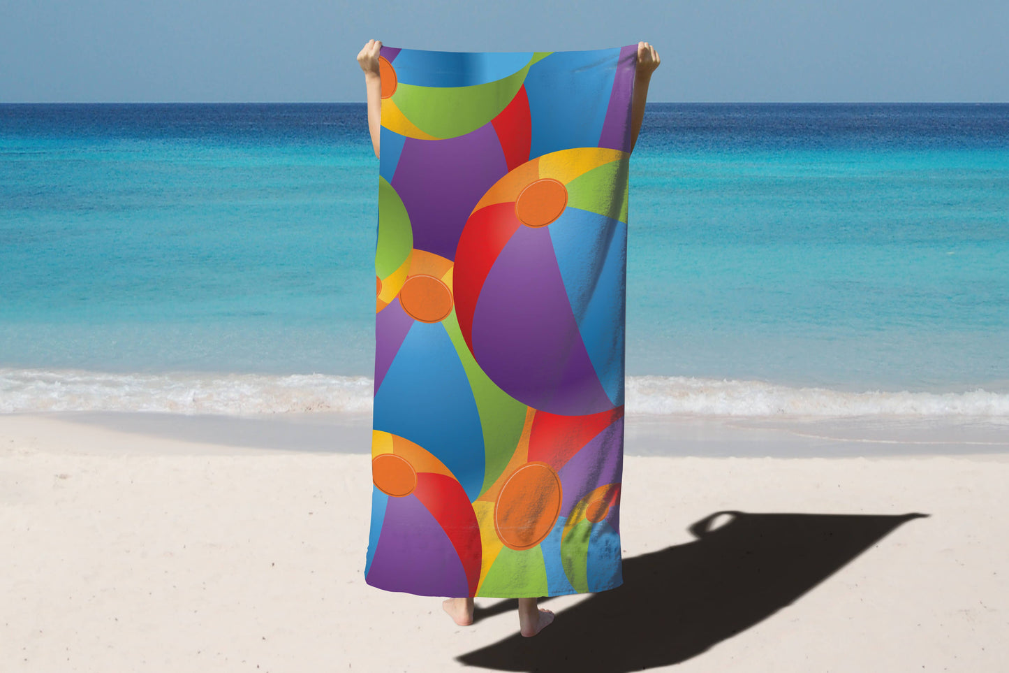 Beach Bliss Velour Printed Towel - Beach Balls Design - 30x60 in.