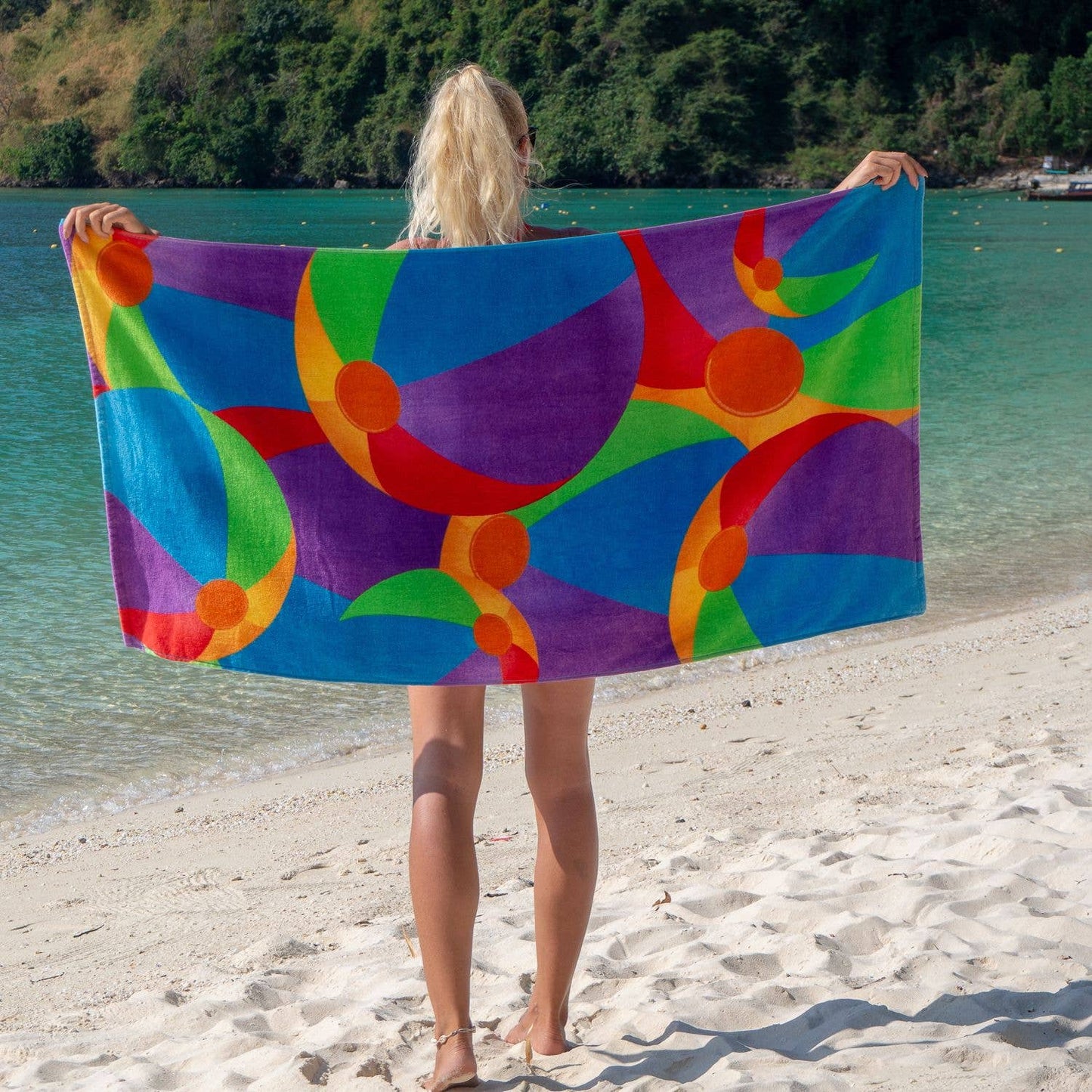 Beach Bliss Velour Printed Towel - Beach Balls Design - 30x60 in.