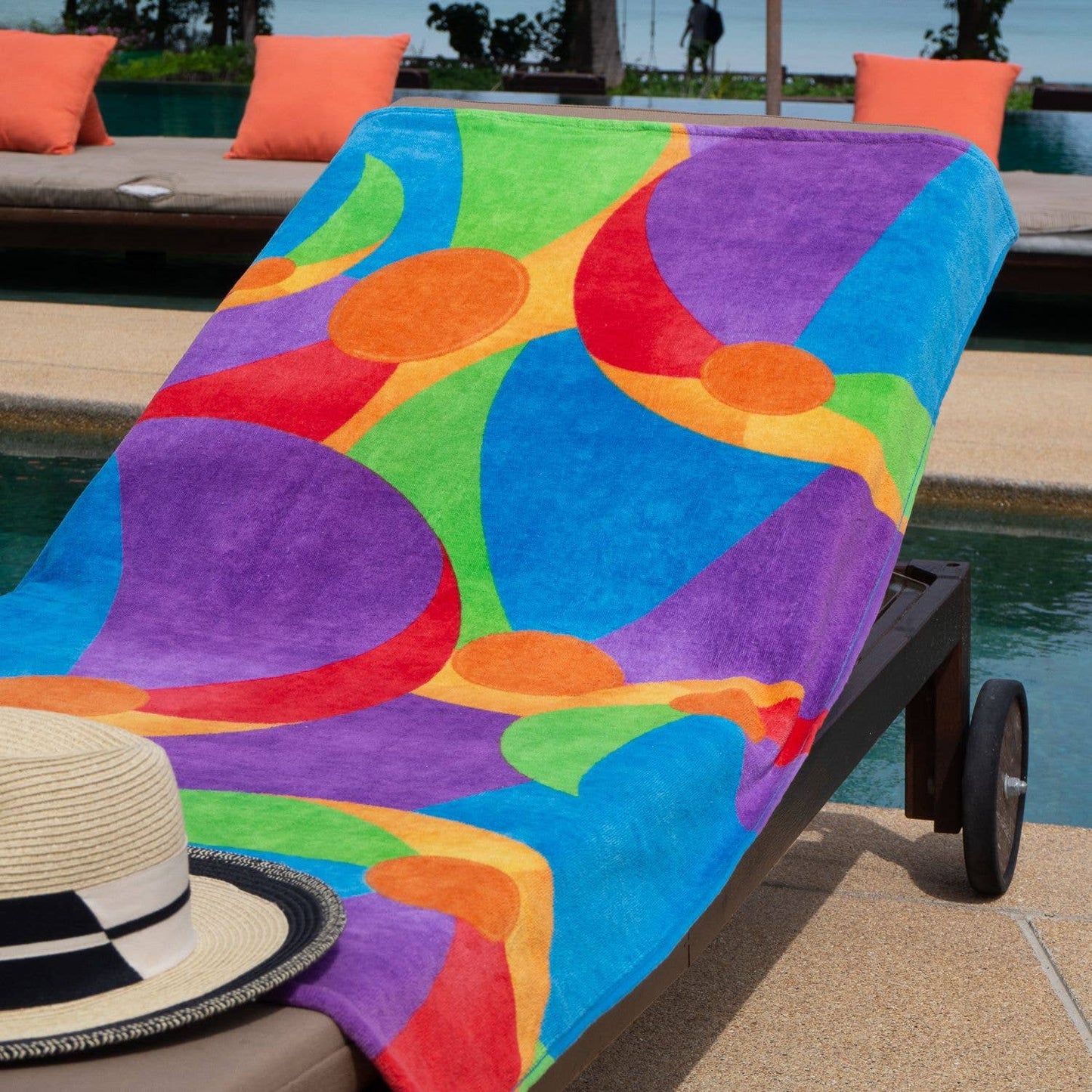 Beach Bliss Velour Printed Towel - Beach Balls Design - 30x60 in.