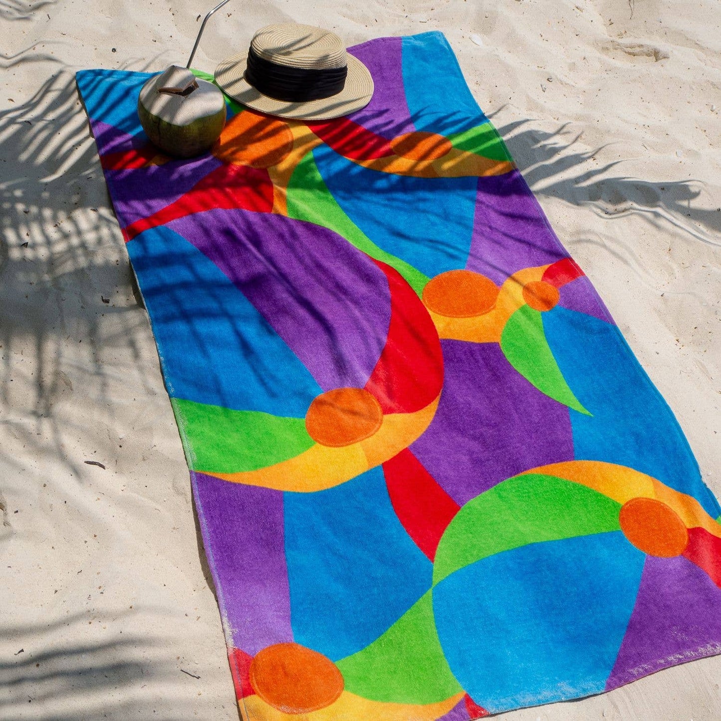 Beach Bliss Velour Printed Towel - Beach Balls Design - 30x60 in.